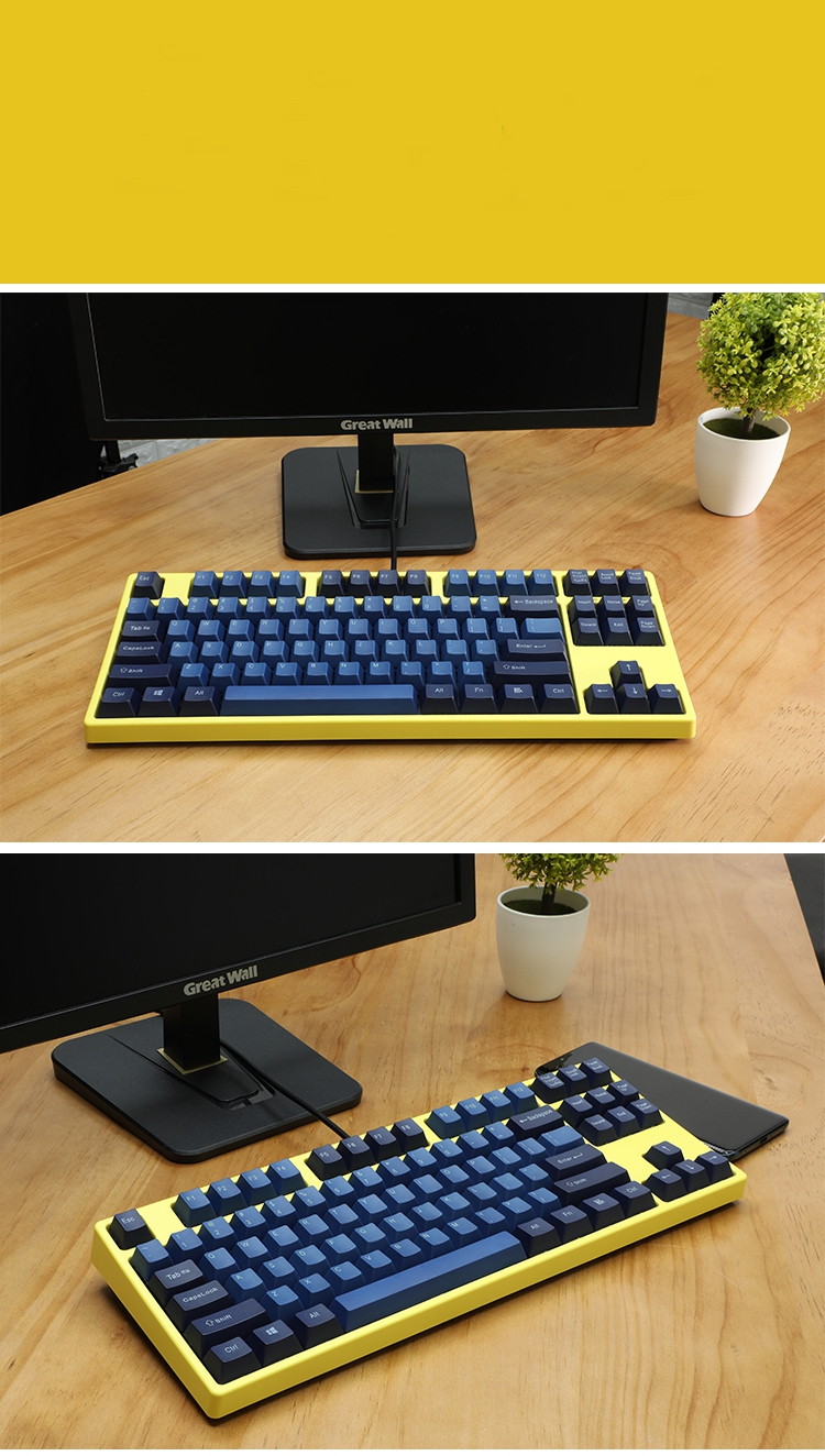 Royal Kludge RK987  N-key Rollover Ergonomic Design,Cool Exterior USB Wired PBT Keycaps White Backlit Keyboard for Gaming and Office - Black( RK Black Switch)