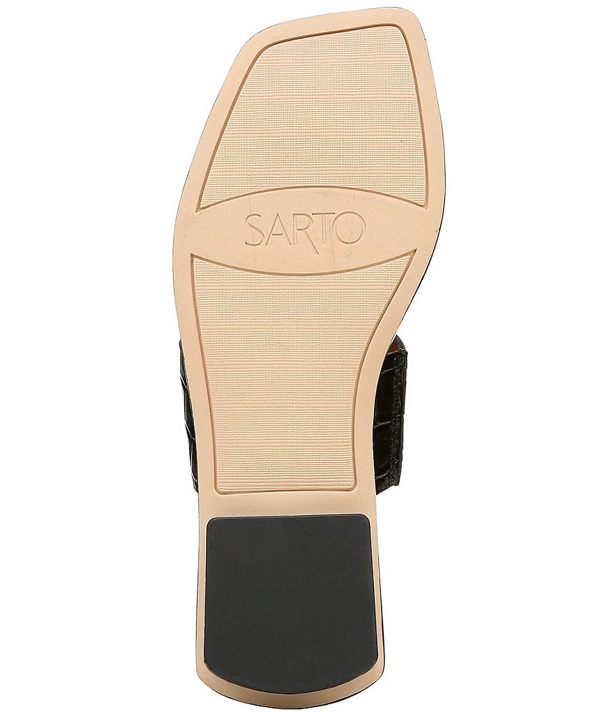 Sarto by Franco Sarto Ediana Croco Print Leather Toe Ring Square Toe Sandals