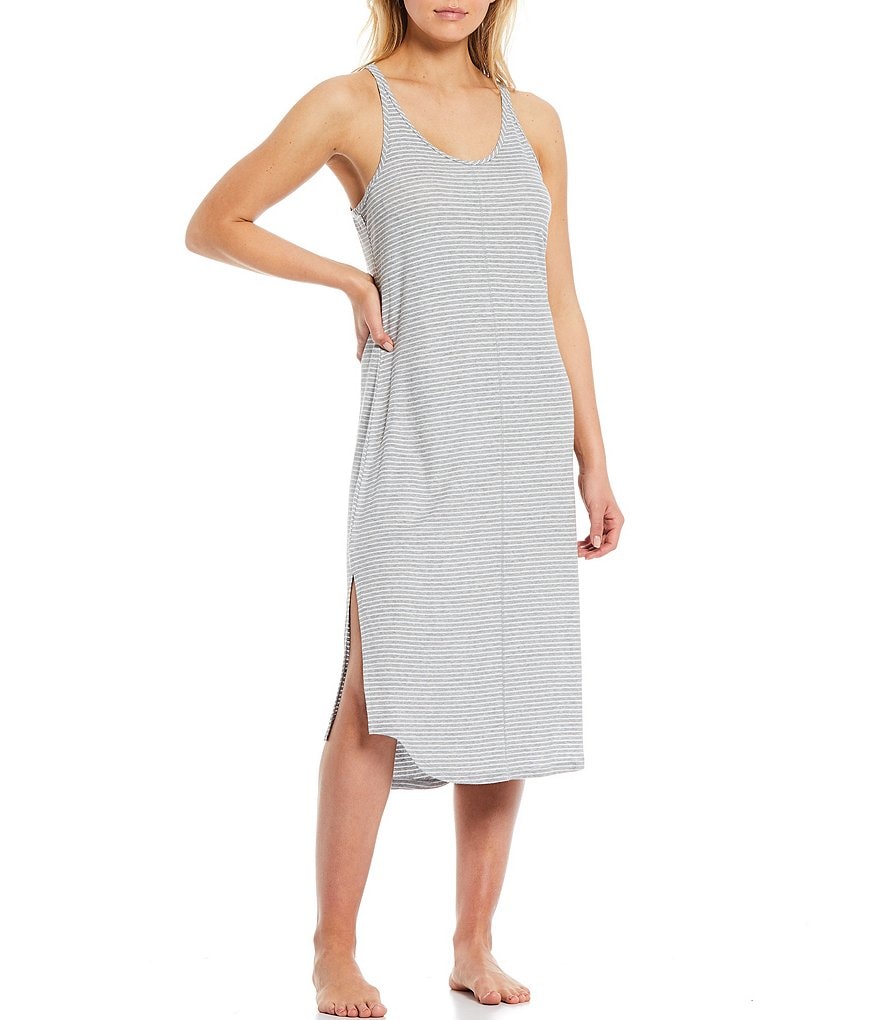 Splendid Striped Racerback Maxi Ribbed Knit Nightgown