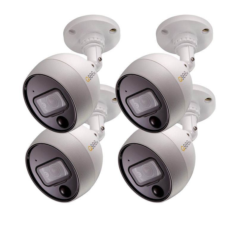 Q-See Home Security Cameras (QCA8081B-4) 4MP Analog HD PIR Bullet Surveillance Camera 4 Pack, 65ft of Night Vision, Indoor/Outdoor, Add-On