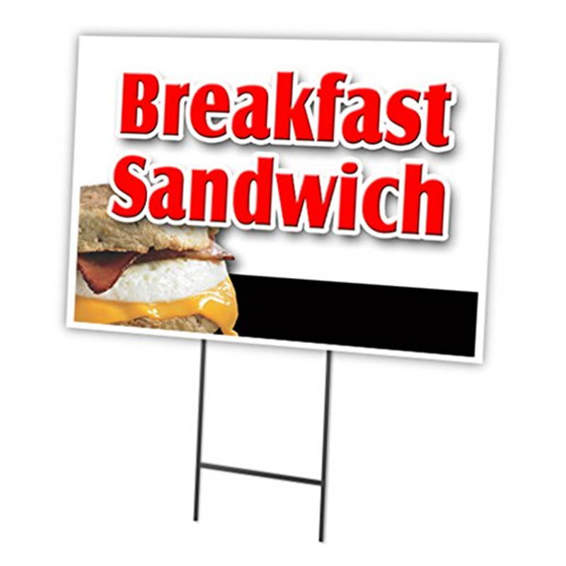 BREAKFAST SANDWICH Yard Sign & Stake outdoor plastic coroplast window