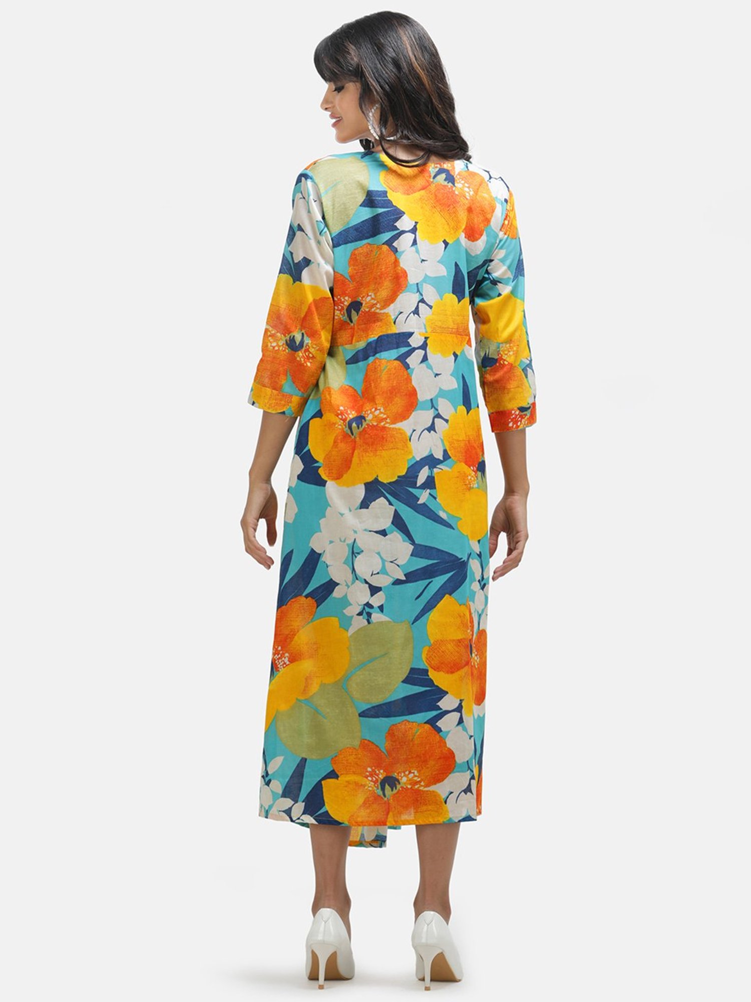 KOI SLEEPWEAR Multicolor Floral Print Maternity Midi Dress