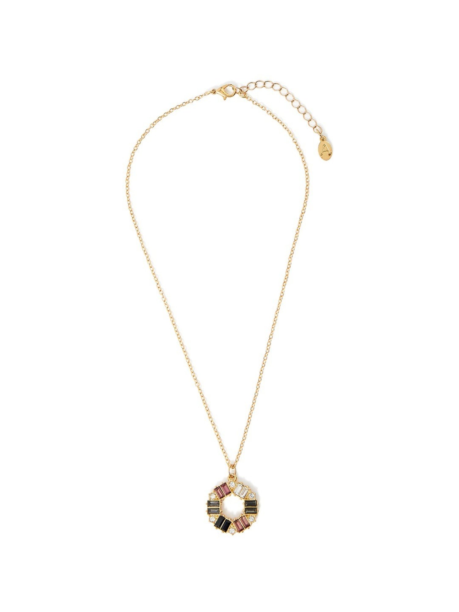 Accessorize London Gold Baguette Circle Pendant Necklace