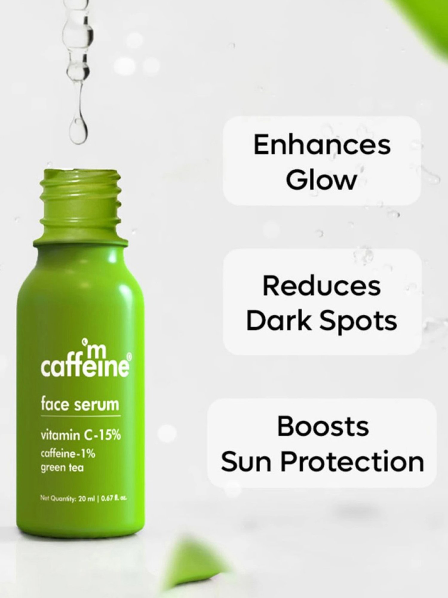 mCaffeine Green Tea Face Serum with Vitamin C-15% - 3 ml