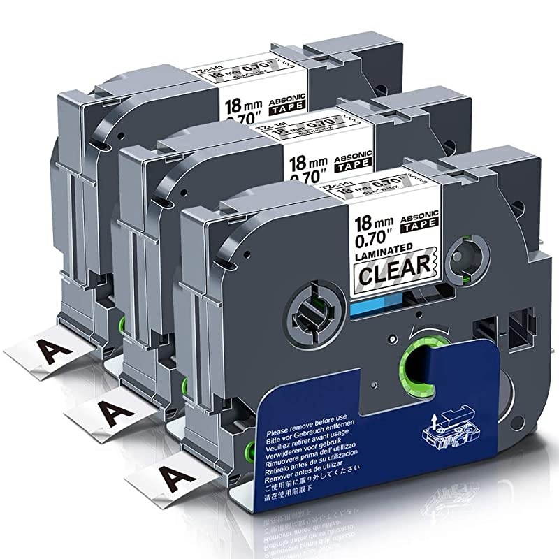 Compatible Label Tape Replacement for P Touch Tze141 Tze 141 Black on Clear 18mm Laminated Label for Brother PTD400AD PTD400VP PTD600 PTD600VP PTP750W PT1890C PTD450 34quotx 262 3Pack