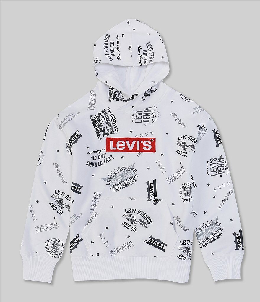 Guess Big Boys 8-16 Long-Sleeve Guess Logo Color-Block Fleece Pull-Over Hoodie