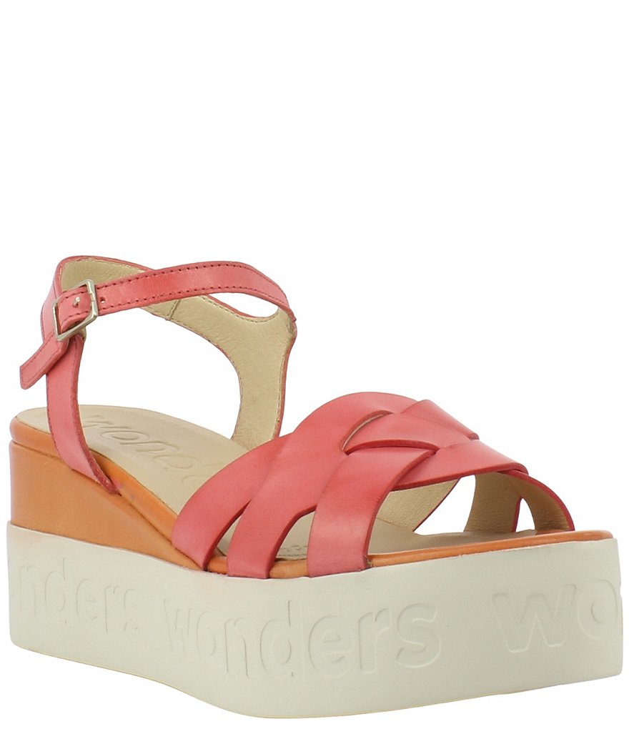 Wonders Rubi Leather Platform Wedge Sandals