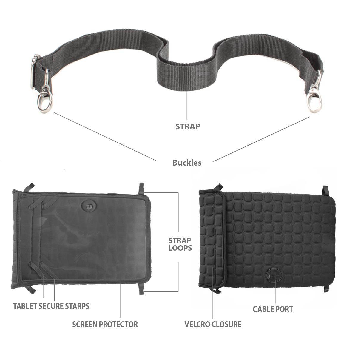 USA Gear FlexARMOR X Tablet Carrying Case with Touch Capacitive Screen Protector and Adjustable Shoulder Strap for iView, Aluratek, Kocaso, Mach Speed, Ematic, HipStreet, Nextbook, Supersonic & More!