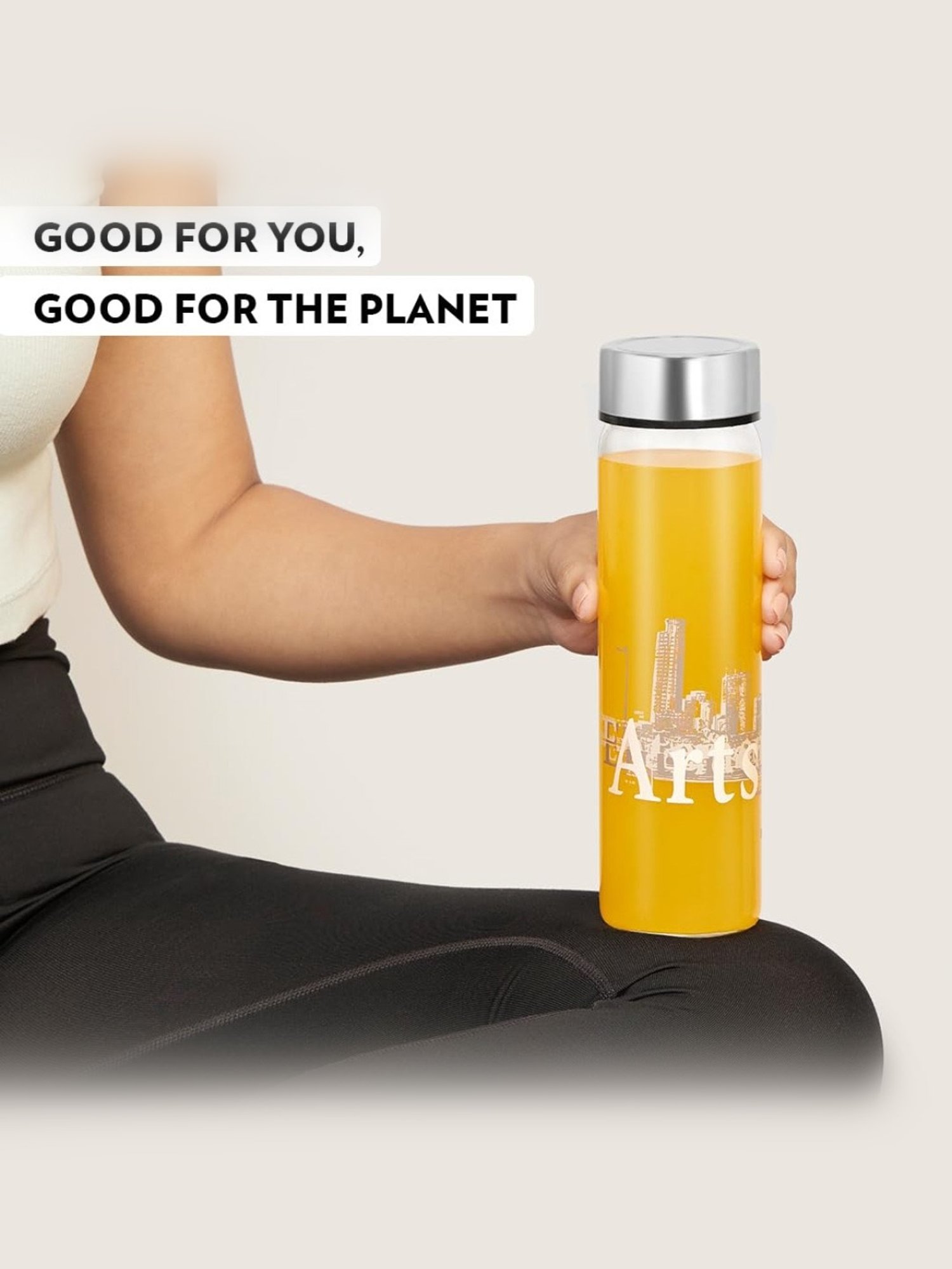 Borosil Water Bottle with Fridge Safe & Leakproof Set of 3 (Transparent, 550 ml)