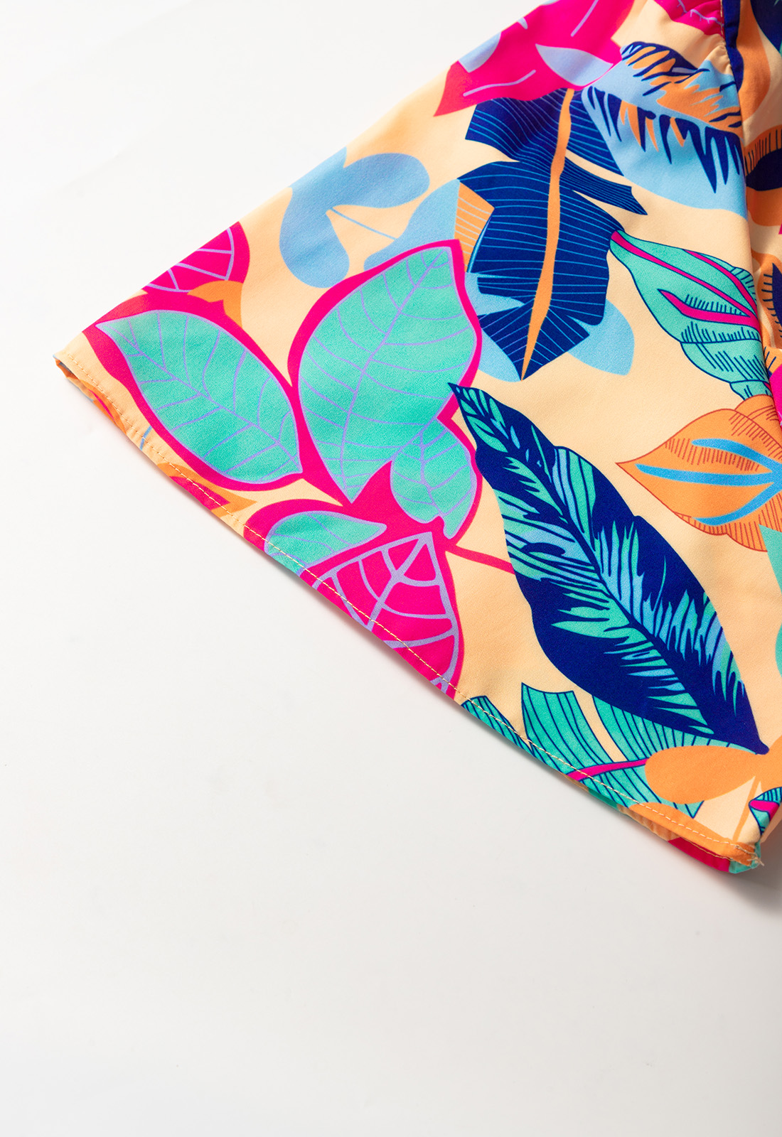 Black Leopard Patchwork Split Neck Ruffle Plus Size Dress