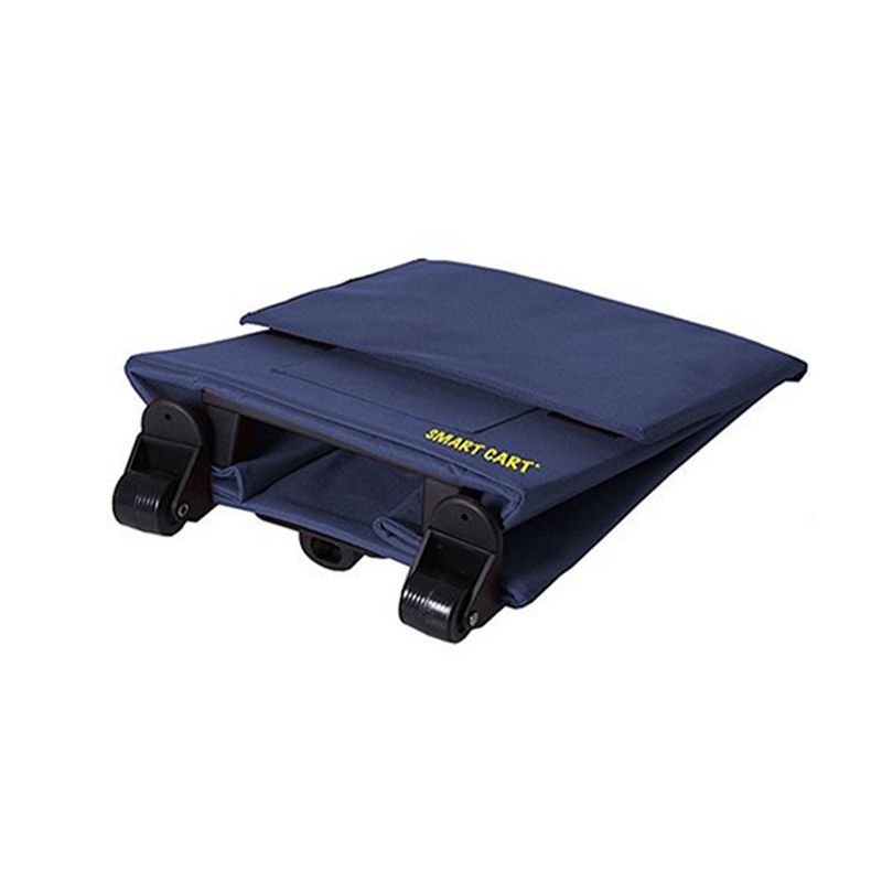 dbest products 01-017 Smart Cart Collapsible Rolling Utility Basket for Laundry, Shopping, Travel, Cleaning Supplies, w/Telescoping Handle, Blue