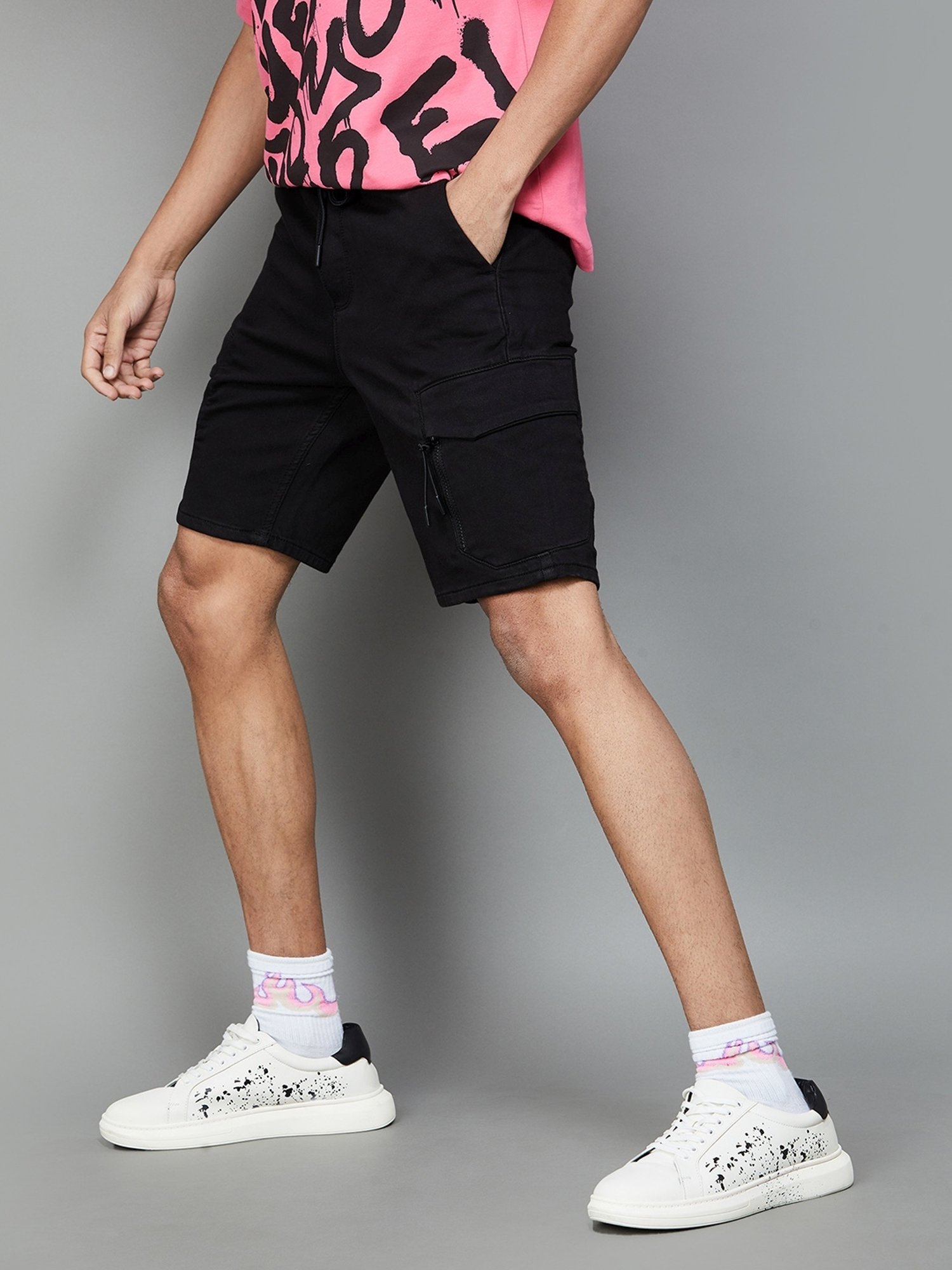 BOSSINI Black Regular Fit Cargo Shorts