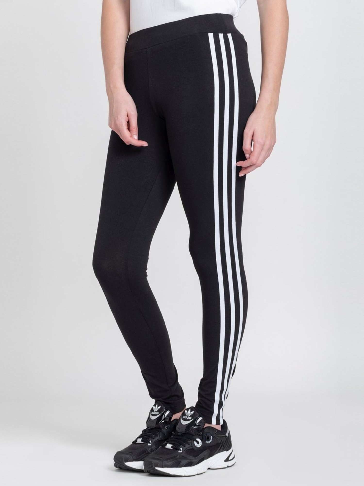 Adidas Originals Black Cotton Striped Tights
