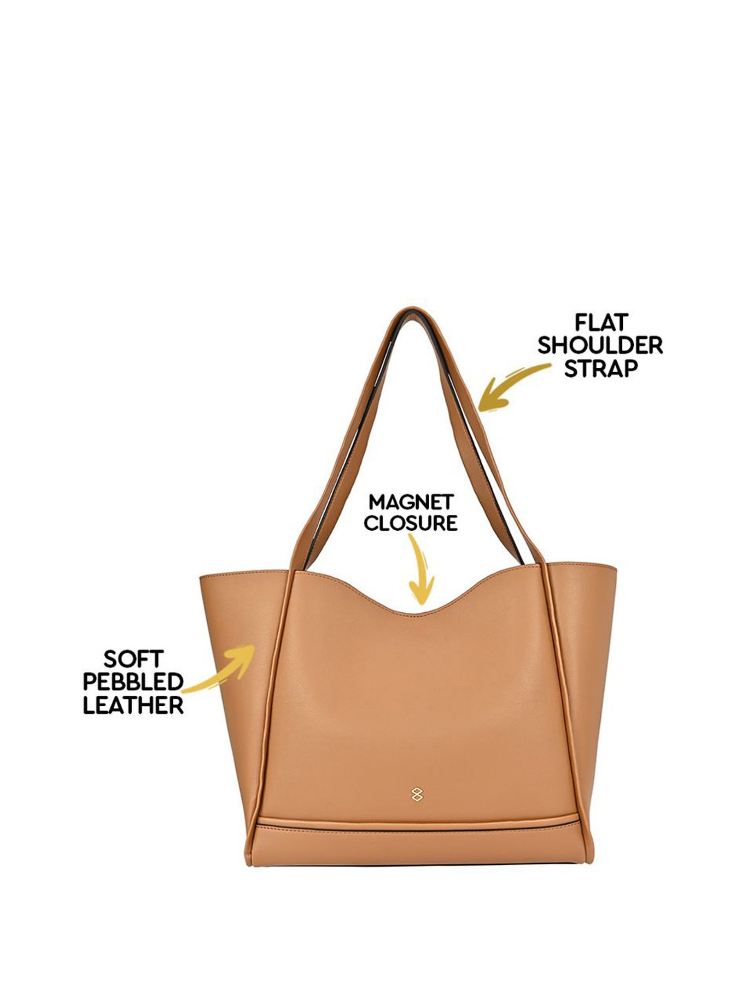 Horra Beige Solid Tote Handbag