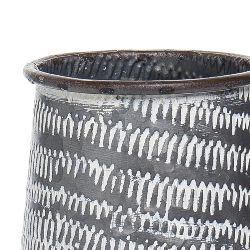 Distressed Whitewashed Patterned Metal Decorative Vase - Foreside Home & Garden