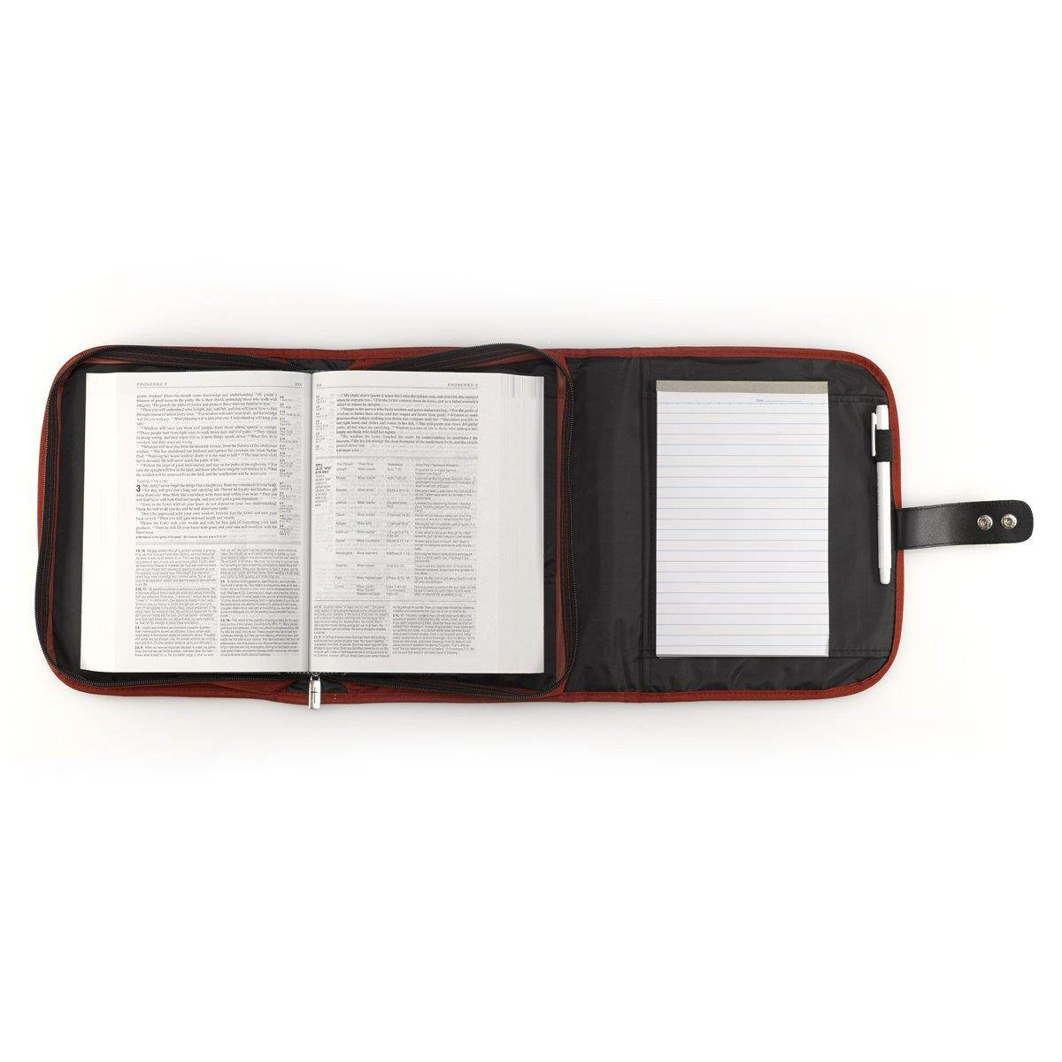 Three-Fold Textured Poly-Canvas Bible Organizer (Large, Maroon)