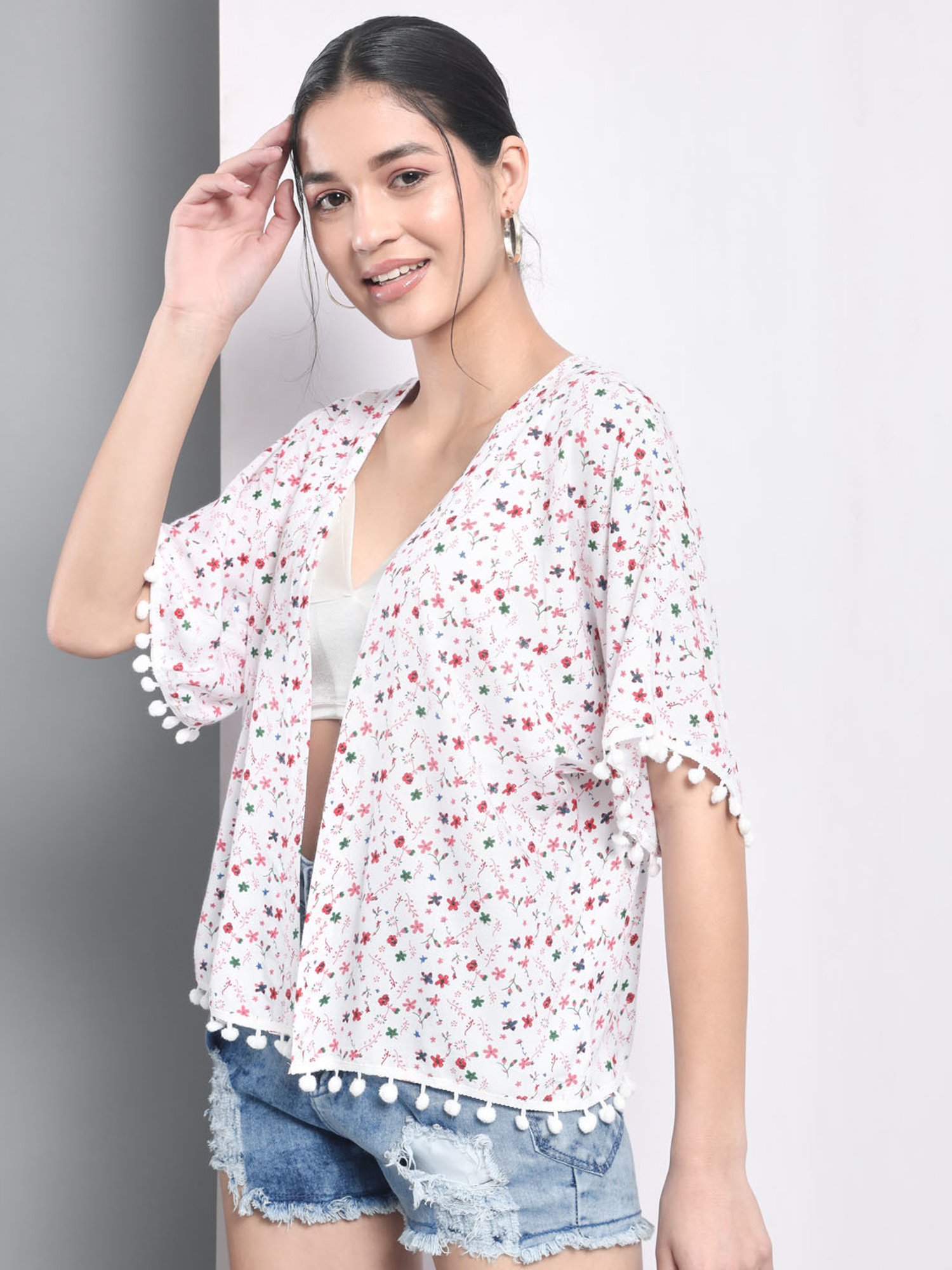 Mafadeny Black Striped Shrug