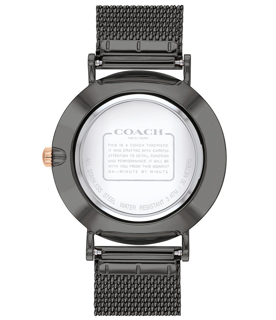 COACH Perry Gunmetal Mesh Bracelet Watch