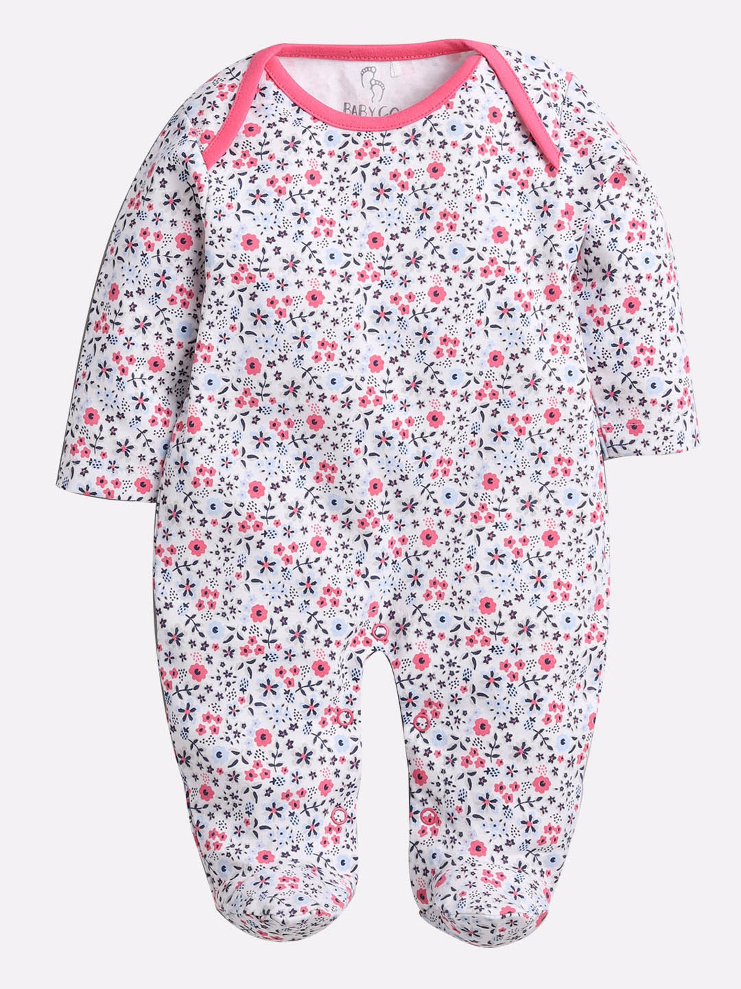 Baby Go Kids Fuchsia & White Printed Rompers (Pack Of 2)