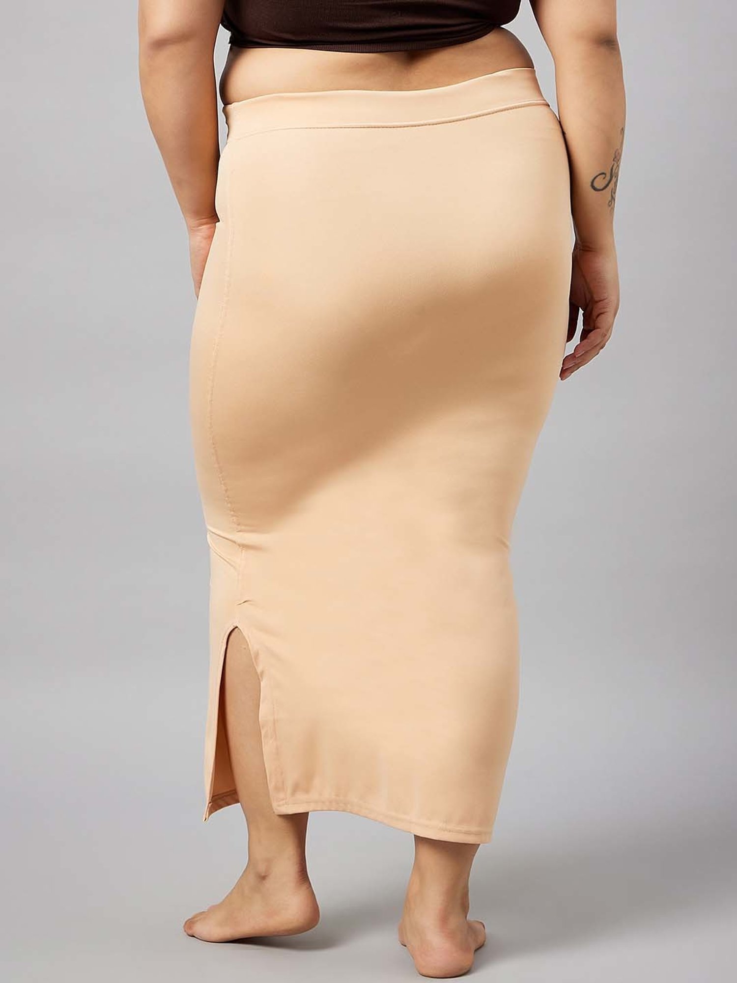 Secrets By ZeroKaata Beige & Grey Plain Saree Shapewear - Pack Of 2