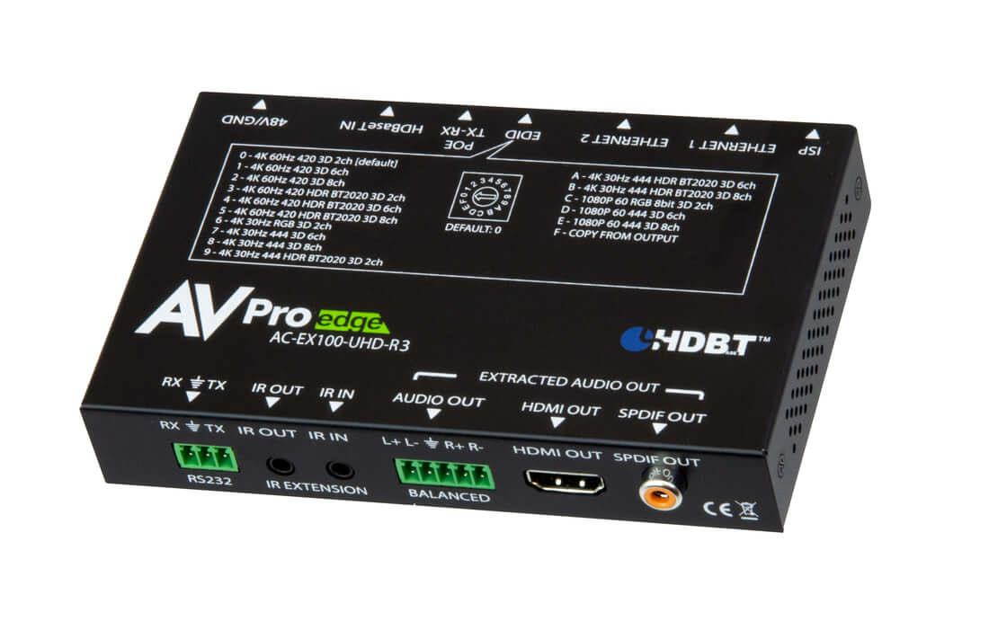 AVPro Edge AC-EX100-UHD-R3 4K BAE HDMI/HDBaseT Extender (Receiver) with Bi-Directional PoE up to 100m