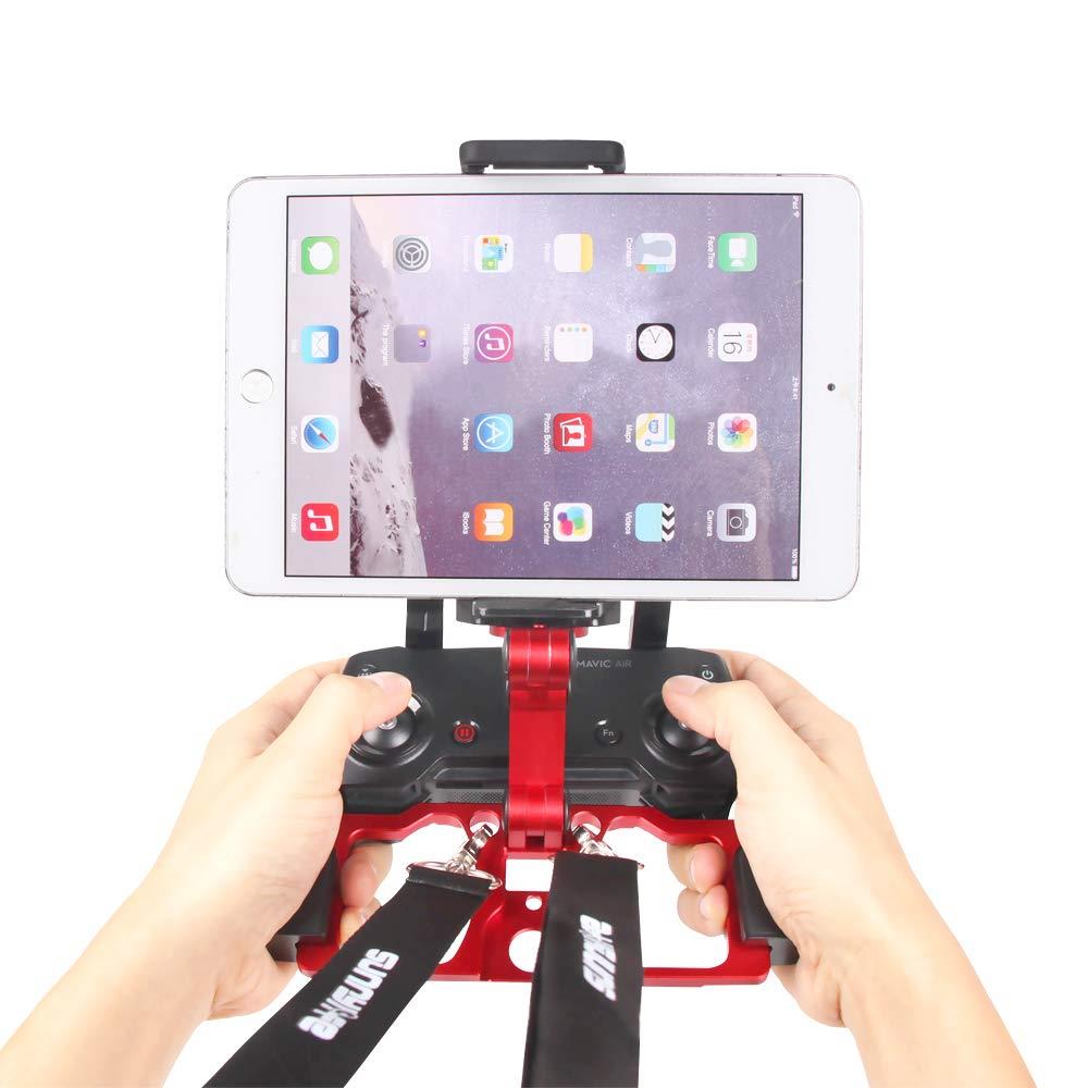 Anbee Foldable Aluminum Tablet Stand Smart Phone Holder Bracket with Lanyard Compatible with DJI Mavic 2 / Mavic Pro Platinum/Mavic Air/Spark Drone Remote Controller, Red