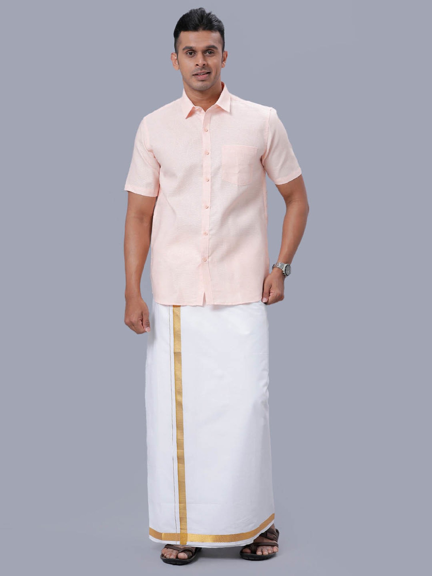 Ramraj Light Pink Regular Fit Shirt