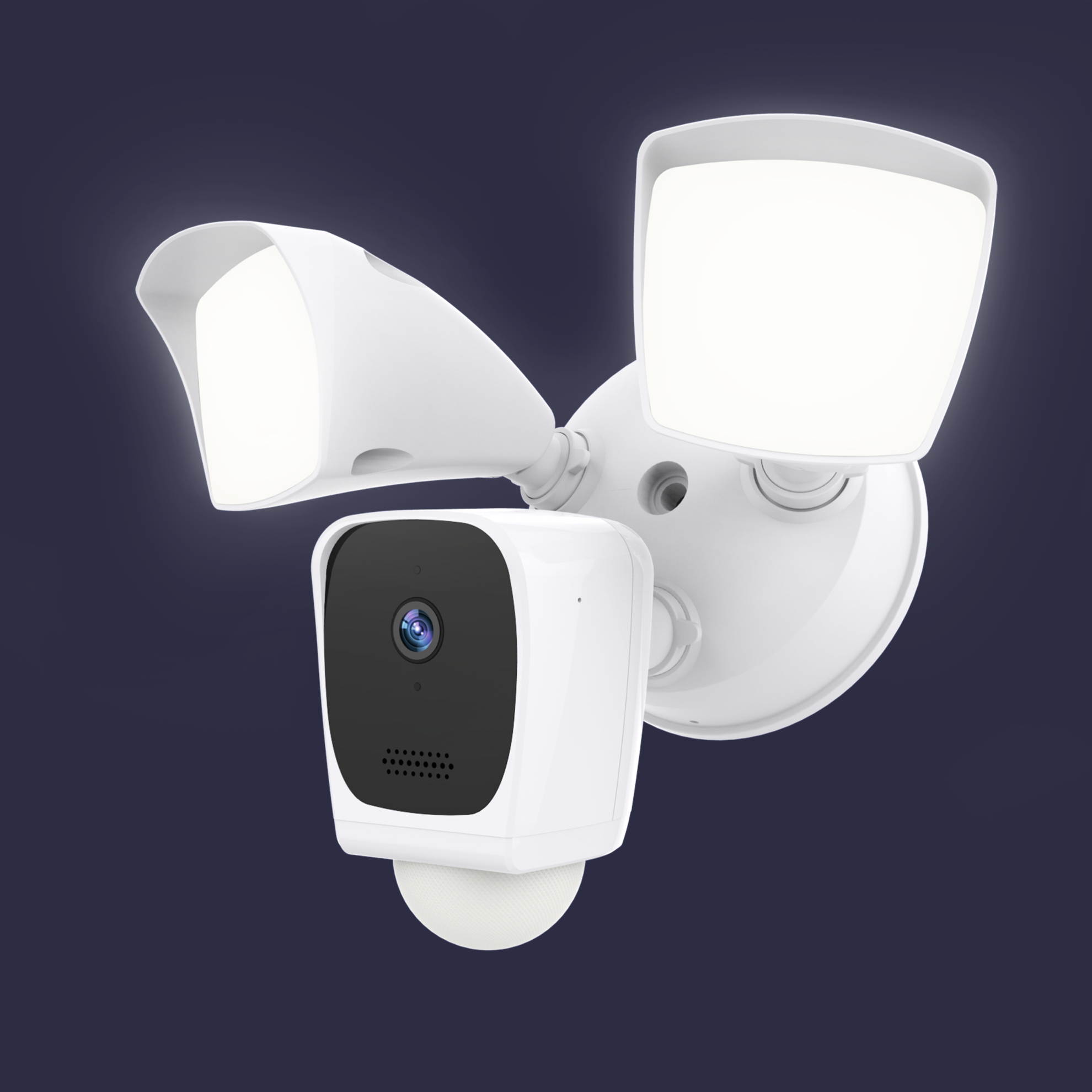 eco4life 1080p HD WiFi Surveillance Floodlight Camera, Motion-Activated, Dimmable Motion Lighting, Two-Way Talk and Siren Alarm, Works with Alexa and Google Assistant, Night Vision