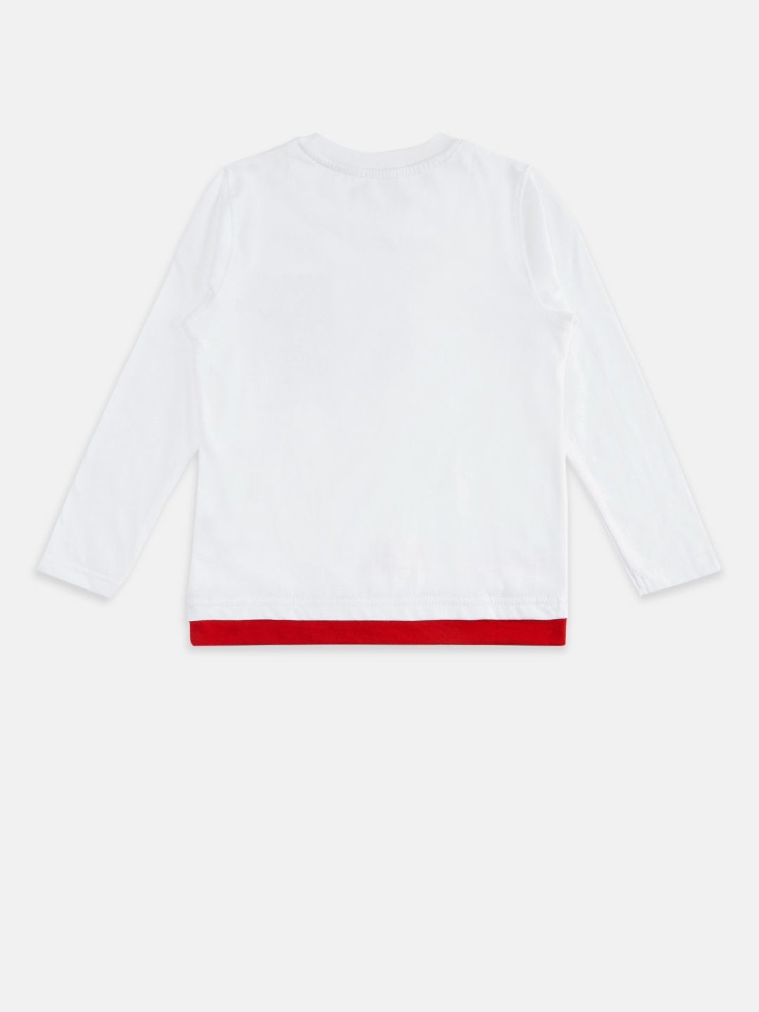 Pantaloons Junior White Printed Full Sleeves T-Shirt