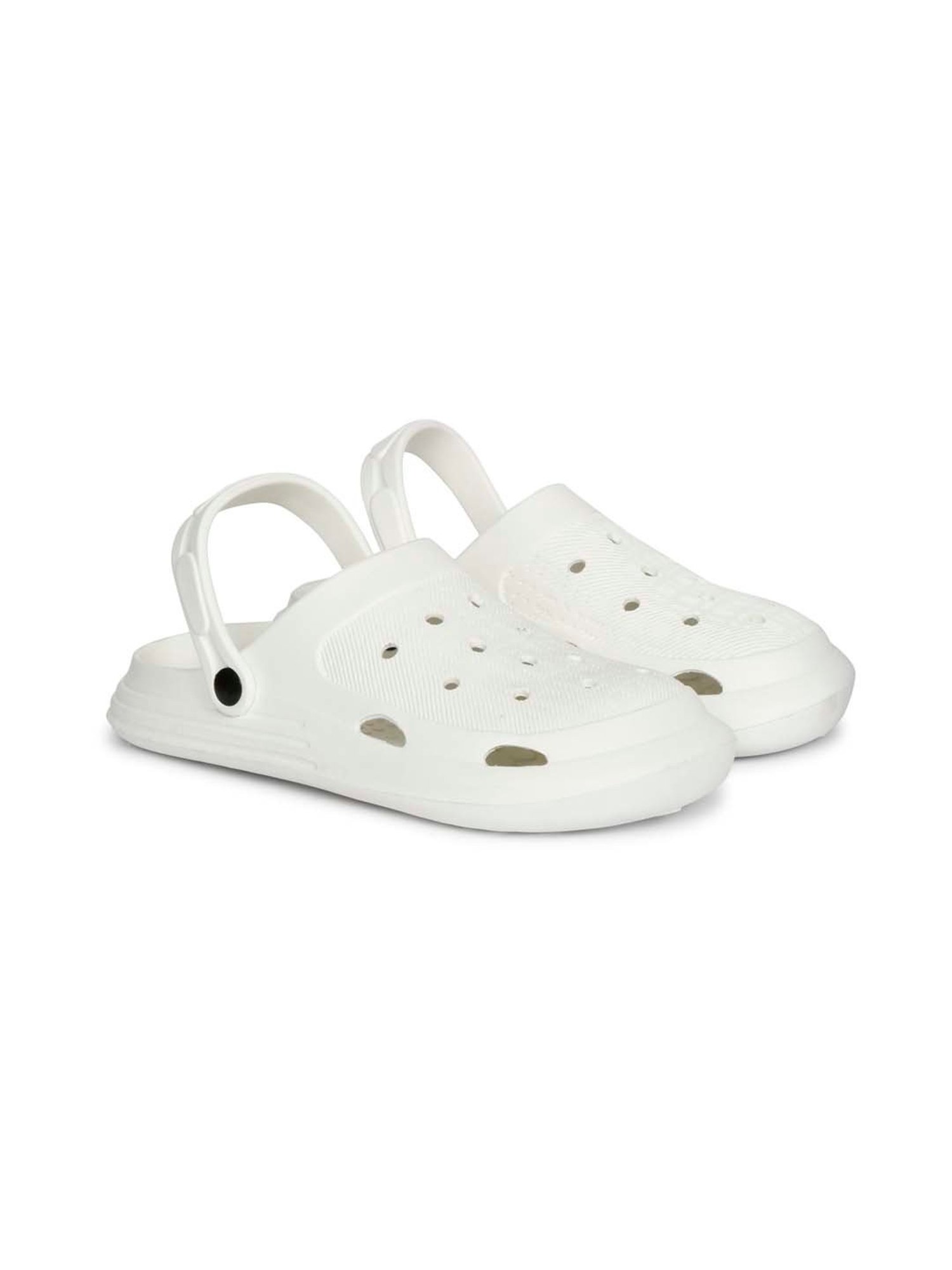Mozafia Men's White Back Strap Clogs
