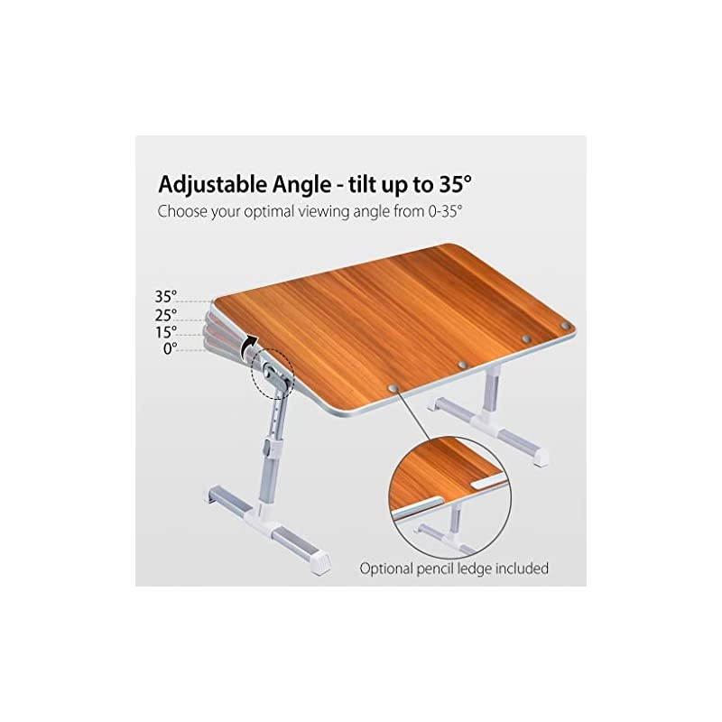Size] Neetto Height Adjustable Laptop Bed Desk, Portable Laptop Table Standing Desk, Sofa Breakfast Tray With Foldable Legs, Notebook Stand Reading Holder for Couch Floor Kids - American Cherry