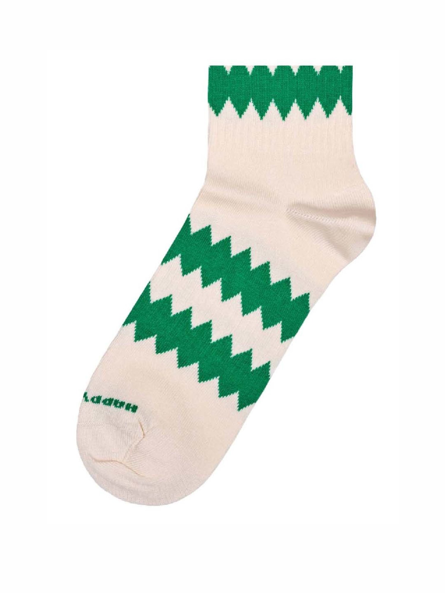 Happy Socks Zigzag 3/4 Crew White Cotton Printed Socks (36-40)