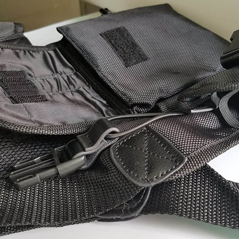 Universal Hands Free Chest Harness Bag Holster for Two Way Radio Rescue Essentials Leather Black