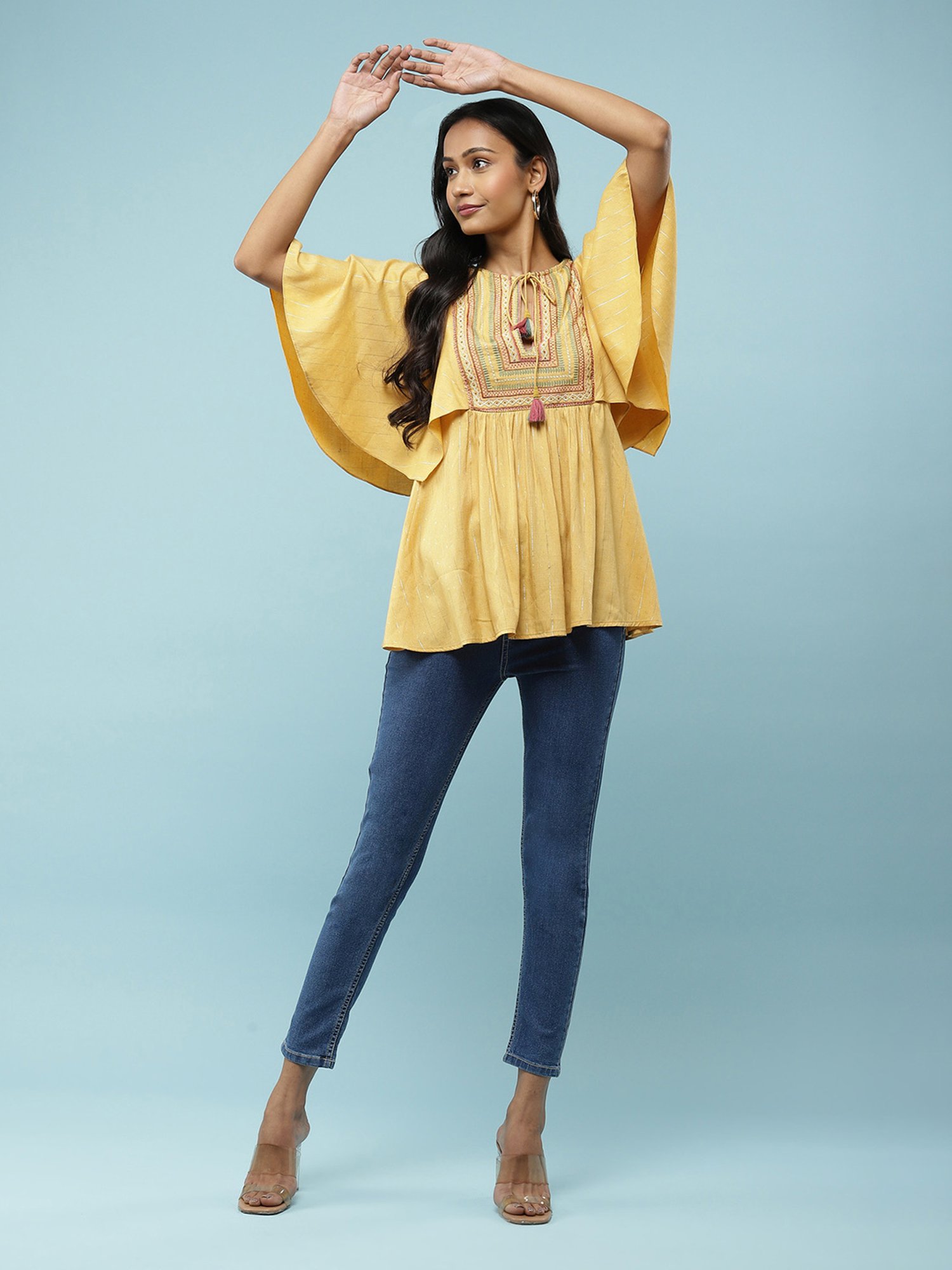 aarke Ritu Kumar Yellow Embroidered Top