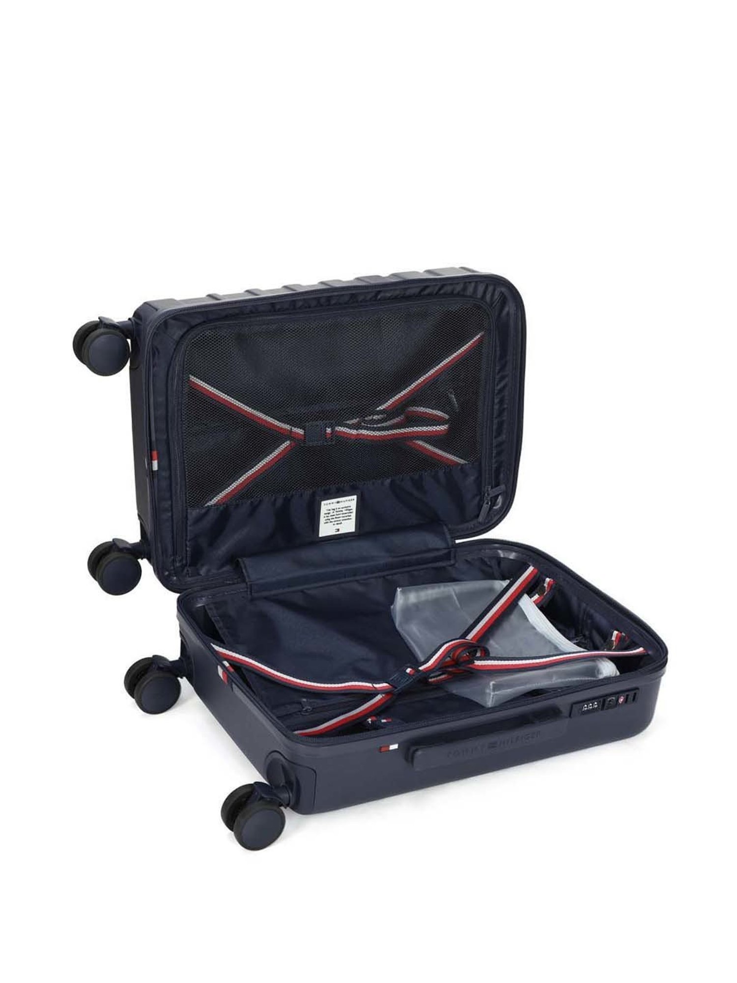 Tommy Hilfiger Navy 8 Wheel Small Hard Cabin Trolley - 35 cm