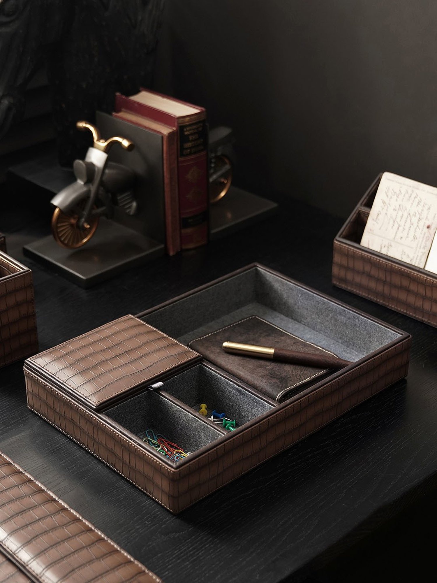 Pure Home and Living Brown Leather Organisers