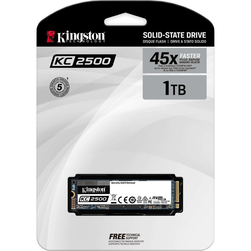Kingston KC2500 1 TB Solid State Drive - M.2 2280 Internal - PCI Express NVMe (PCI Express NVMe 3.0 x4) - Desktop PC, Workstation Device Supported
