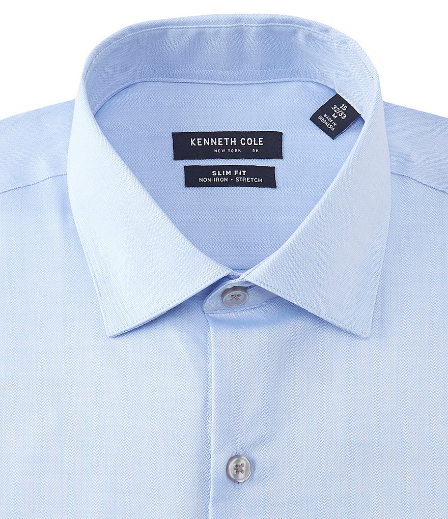 Kenneth Cole New York Non-Iron Slim Fit Spread Collar Solid Dress Shirt