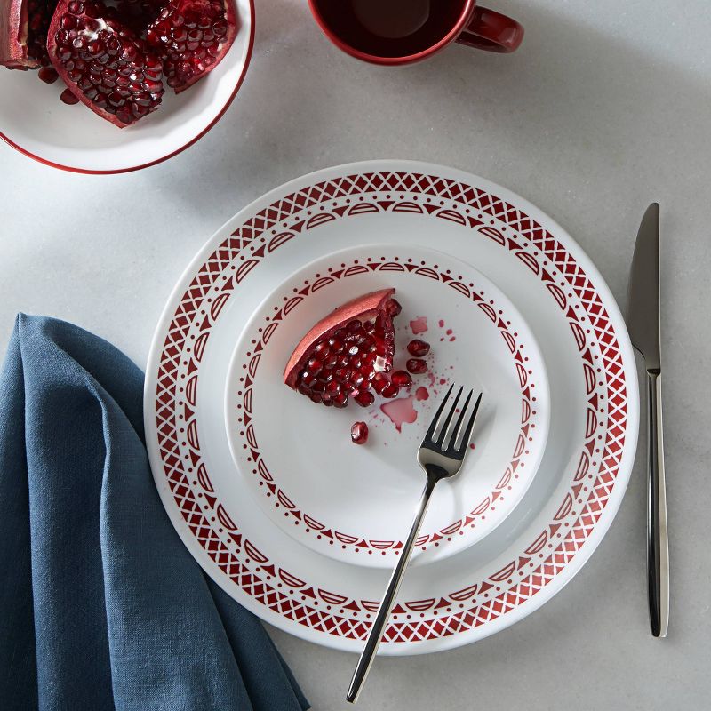 Corelle 10.3" Glass Cordoba Dinner Plate Red/White