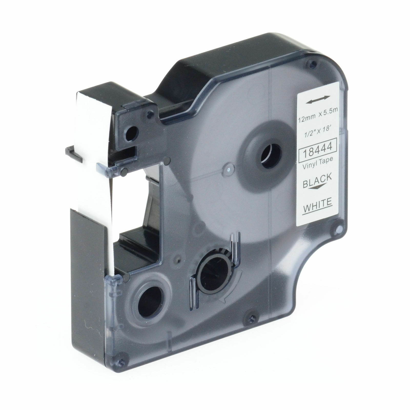 2 PK Black on WHITE VINYL LABEL 1/2" 18444 for DYMO RHINO LabelManager 450D 280