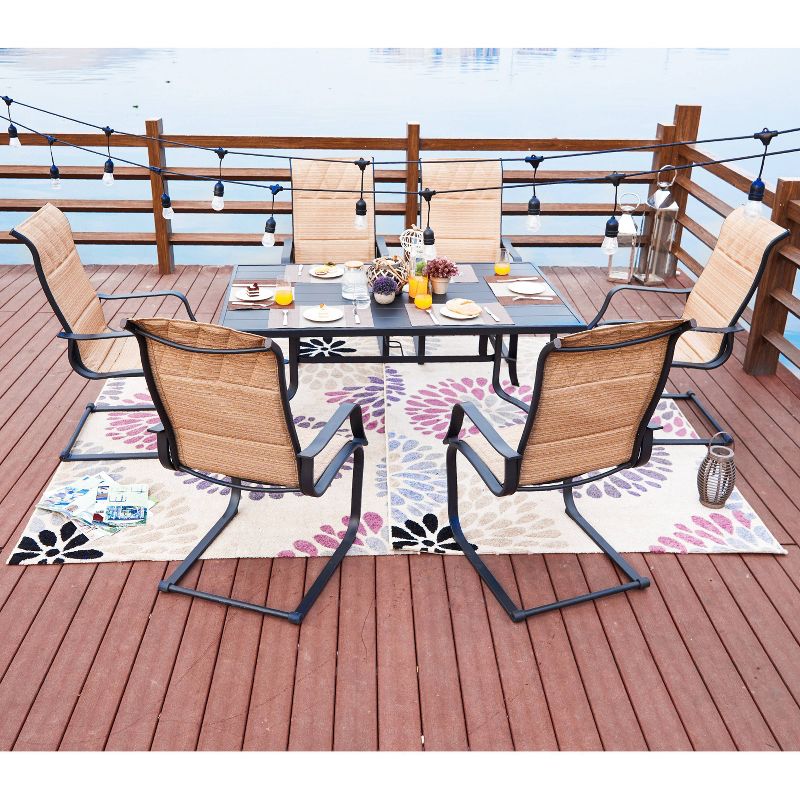 7pc Steel Patio Dining Sets Cream - Lokatse