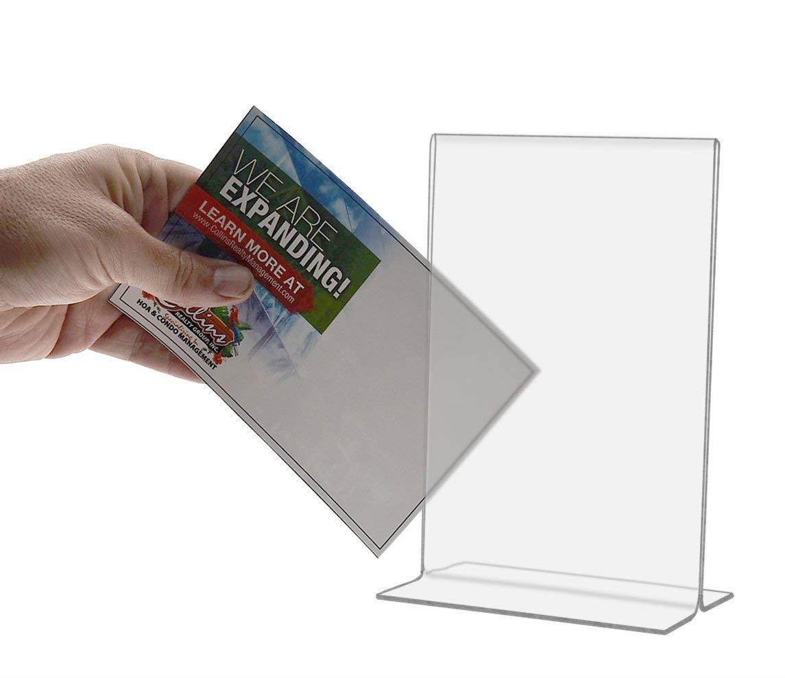 Marketing Holders Clear Acrylic 5&rdquo;W x 3&rdquo;H Bottom Loading, Double-sided Table Sign Holder for Restaurants, Retail Stores and Offices (2, 4" W x 6" H)