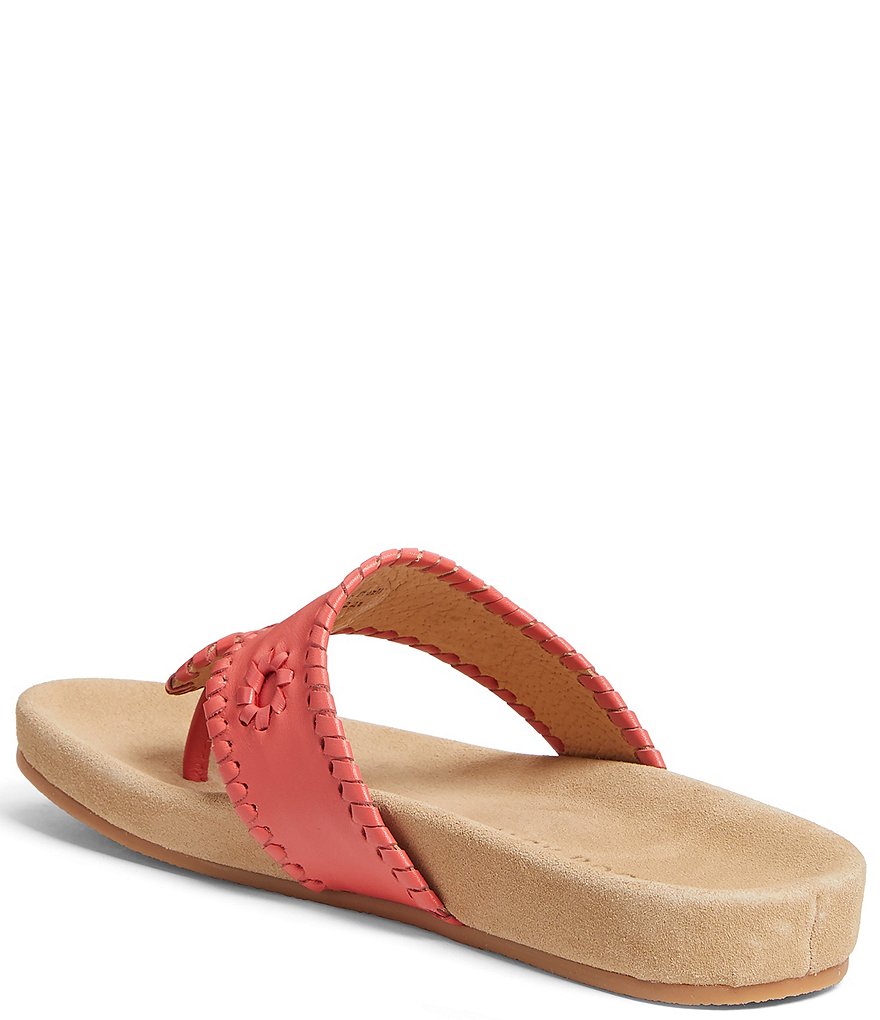 Jack Rogers Jacks Comfort Leather Whipstitch Detail Thong Sandals