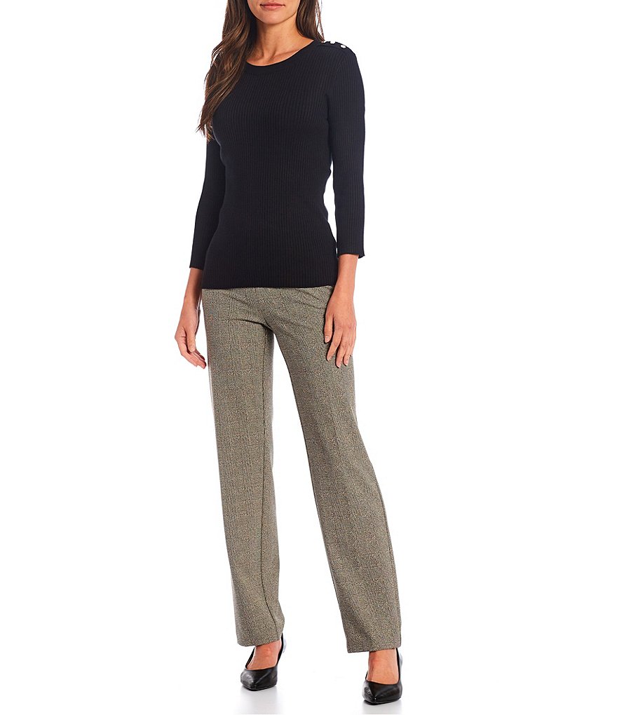 Alex Marie Rosa 3/4 Sleeve Button Front Round Neck Cardigan