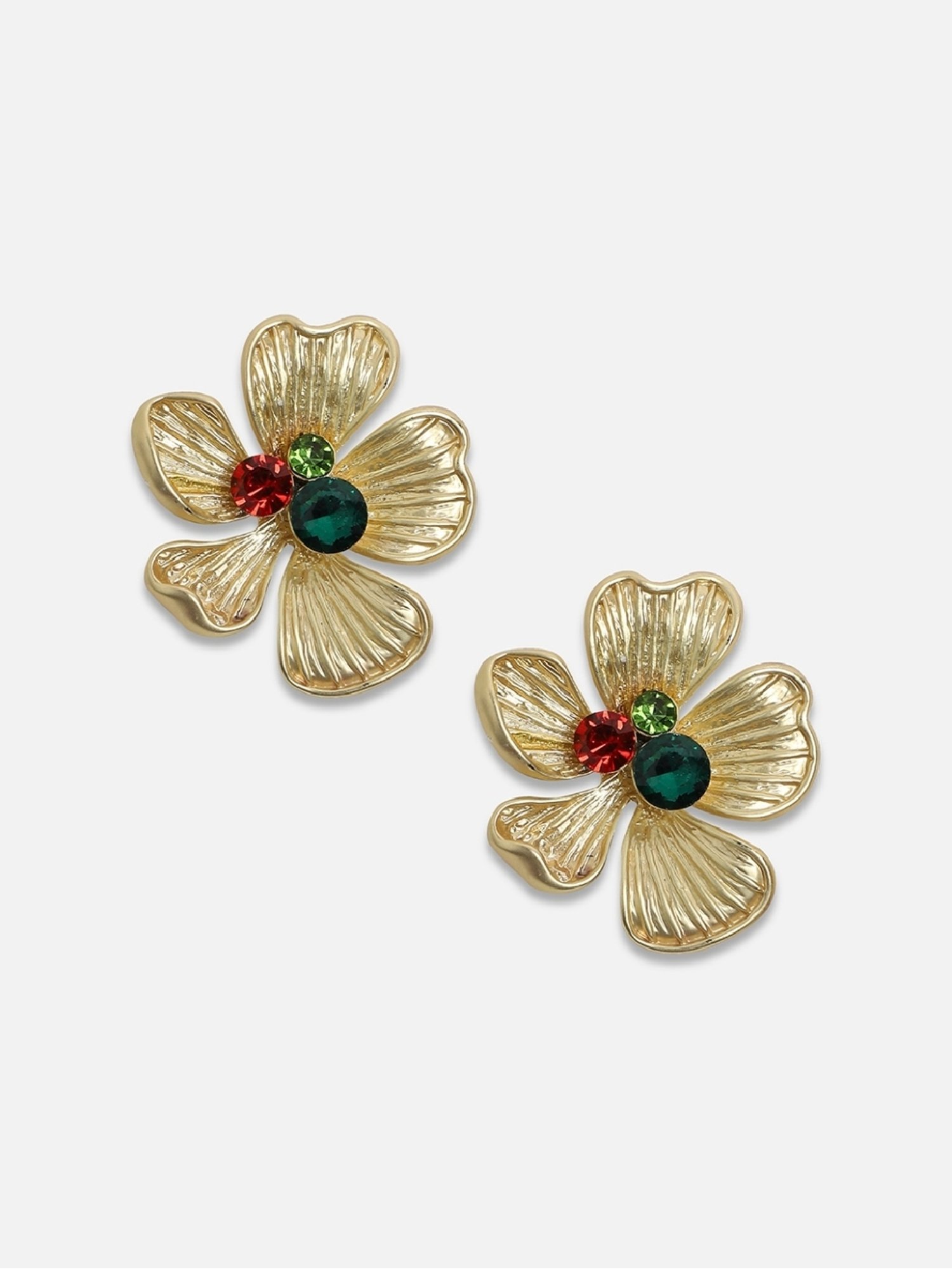 Sohi Women's Luminous Petal Stud Earrings  Multicolour