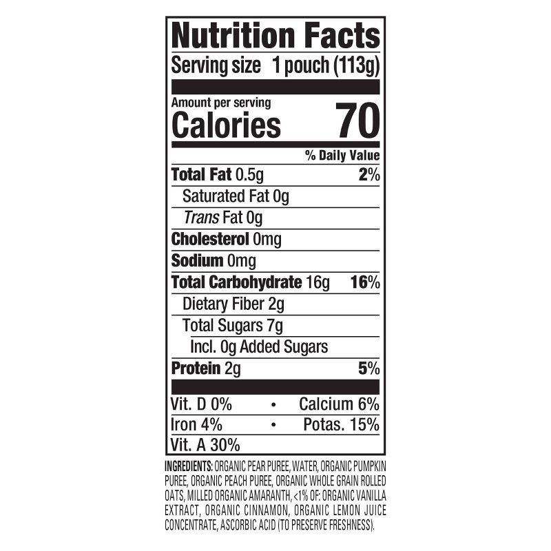 HappyBaby Clearly Crafted Pears Pumpkin Peaches & Granola Baby Food Pouch - 4oz