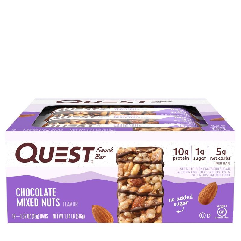 Quest Snack Bar Chocolate Mixed Nuts - 12ct