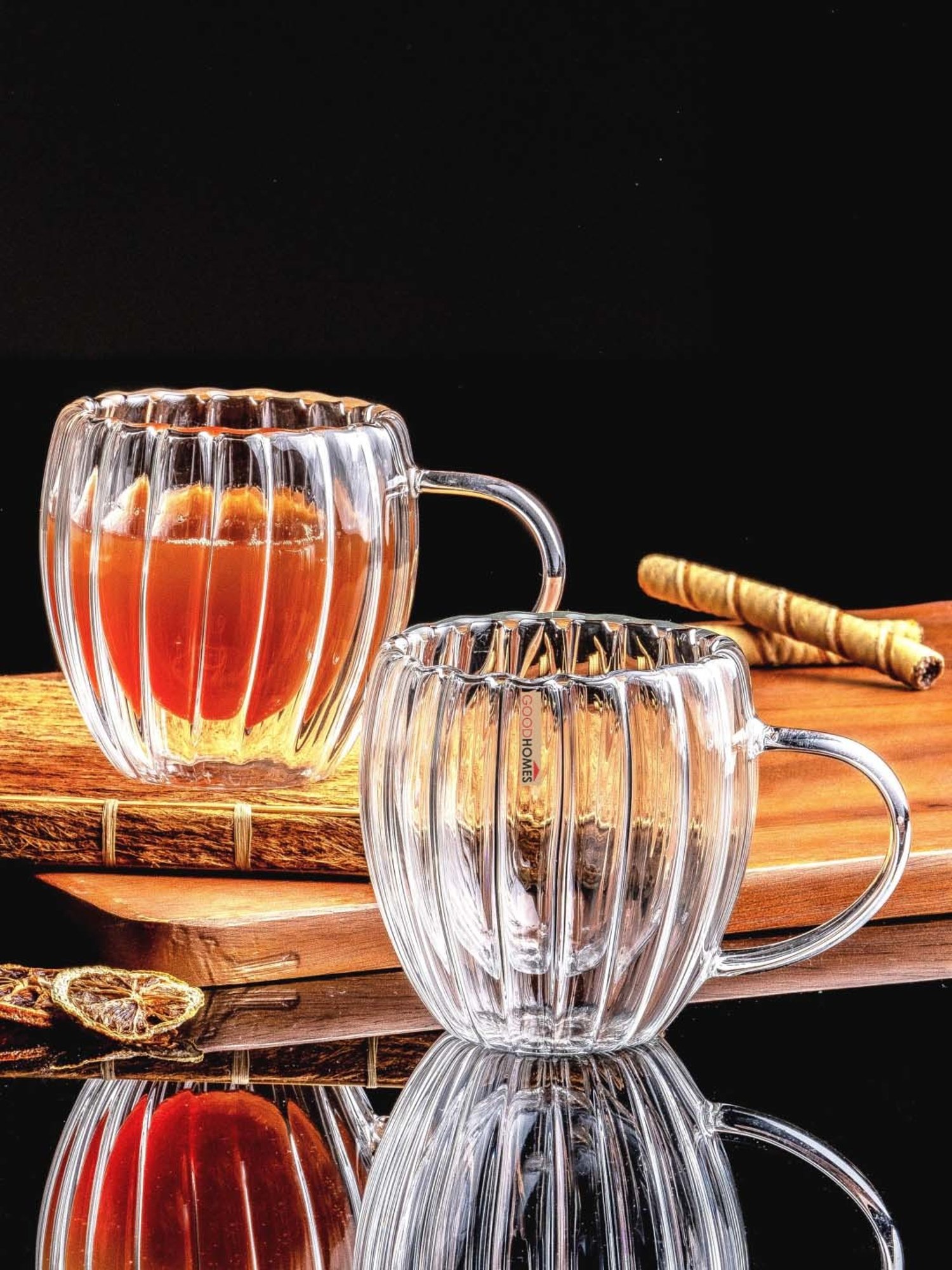 Goodhomes Transparent Glass Mug (0.25 L) - Set of 2