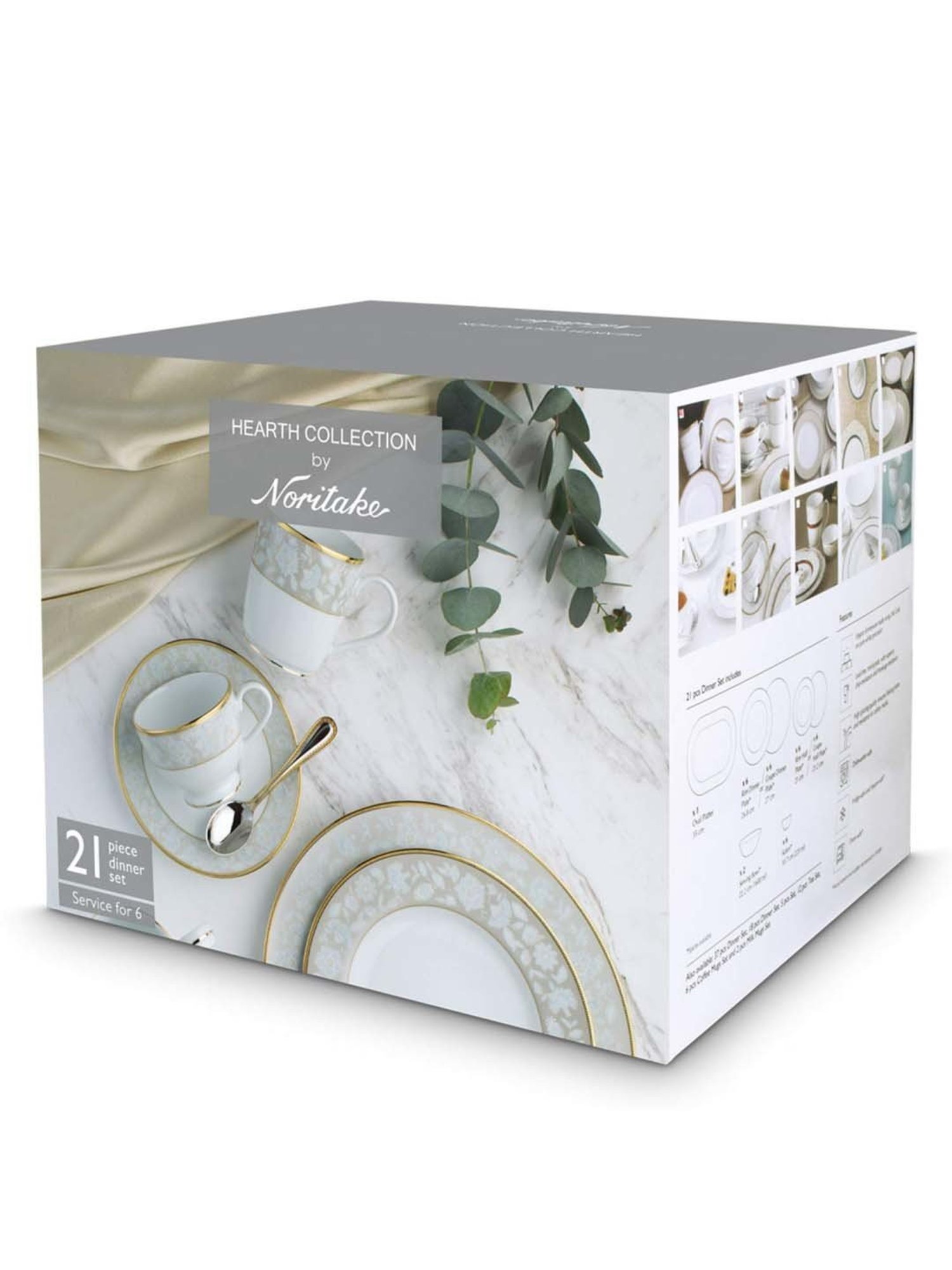 NORITAKE Queen's Fountain White & Red Porcelain Dinner Set