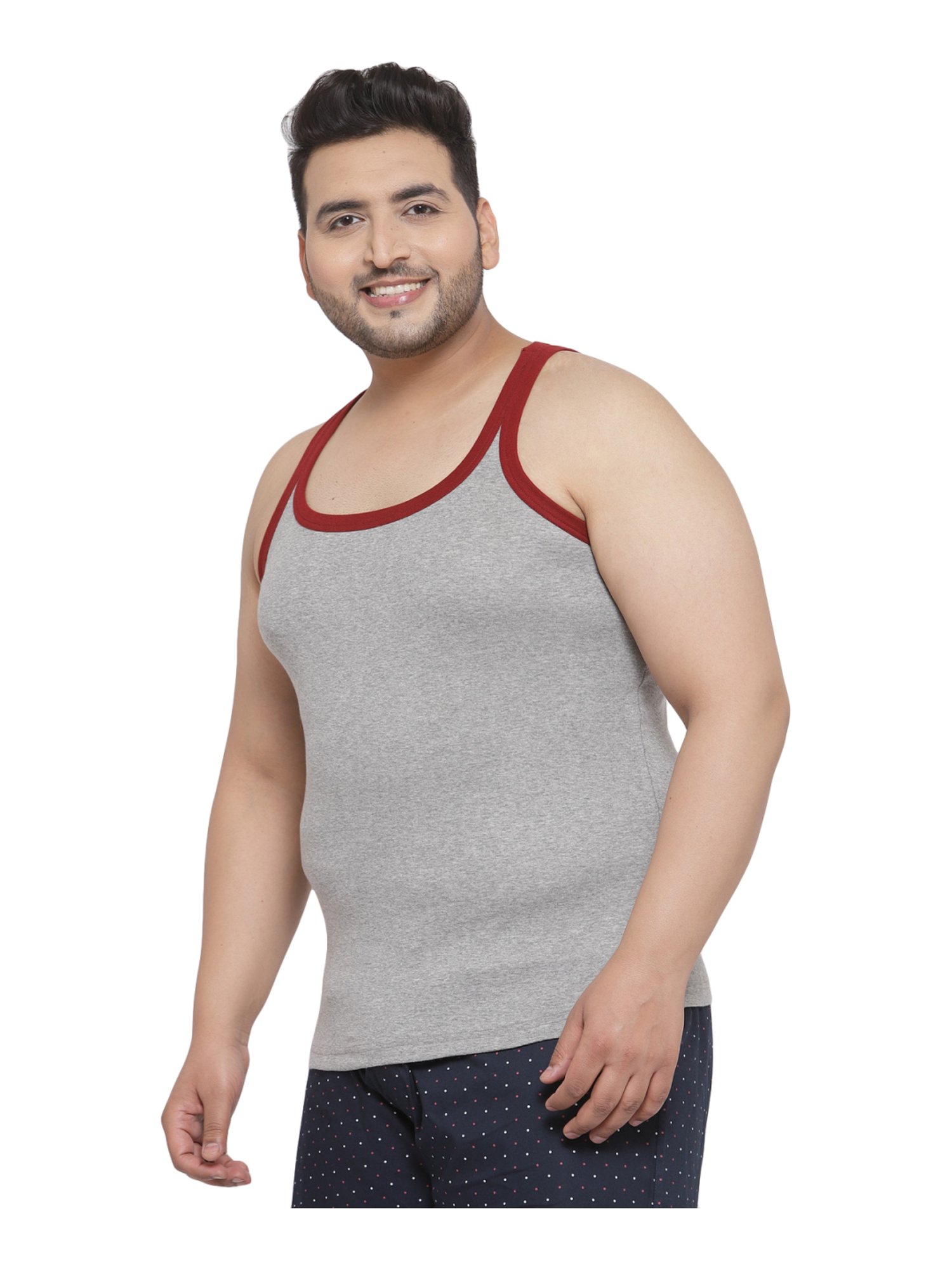 Melon by PlusS Grey Cotton Regular Fit Vest